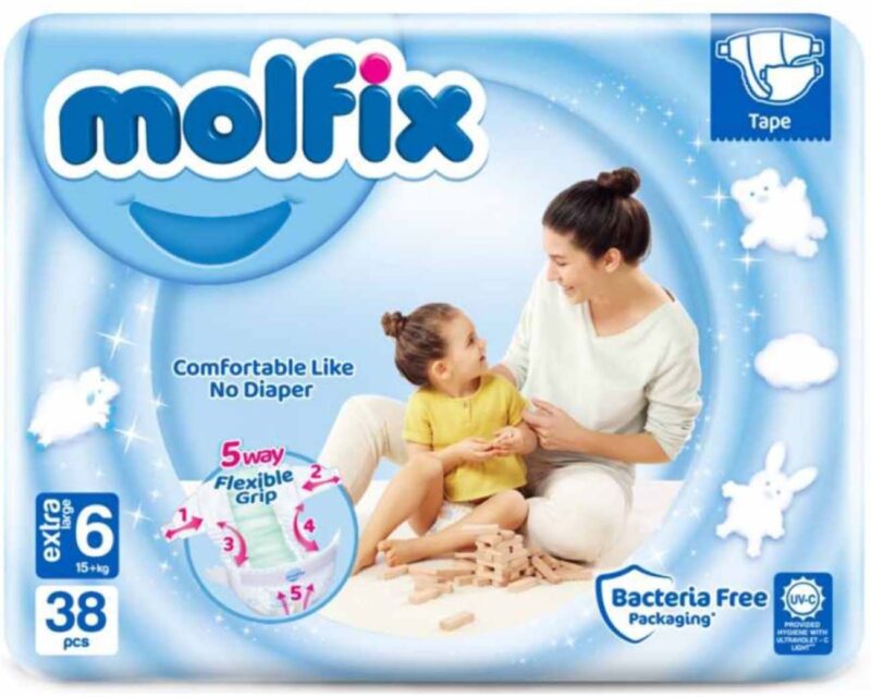 Molfix бебешки пелени 6-ца,15+кг/38бр.
