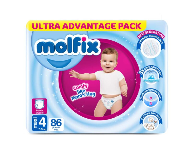 Molfix бебешки гащи Giga пакет 4-ка, 7-14 кг/86бр.